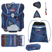 Scout Micro Exklusiv Safety Light - Schulranzen Set 4 tlg. (Spacer Explorer) - Markenkoffer
