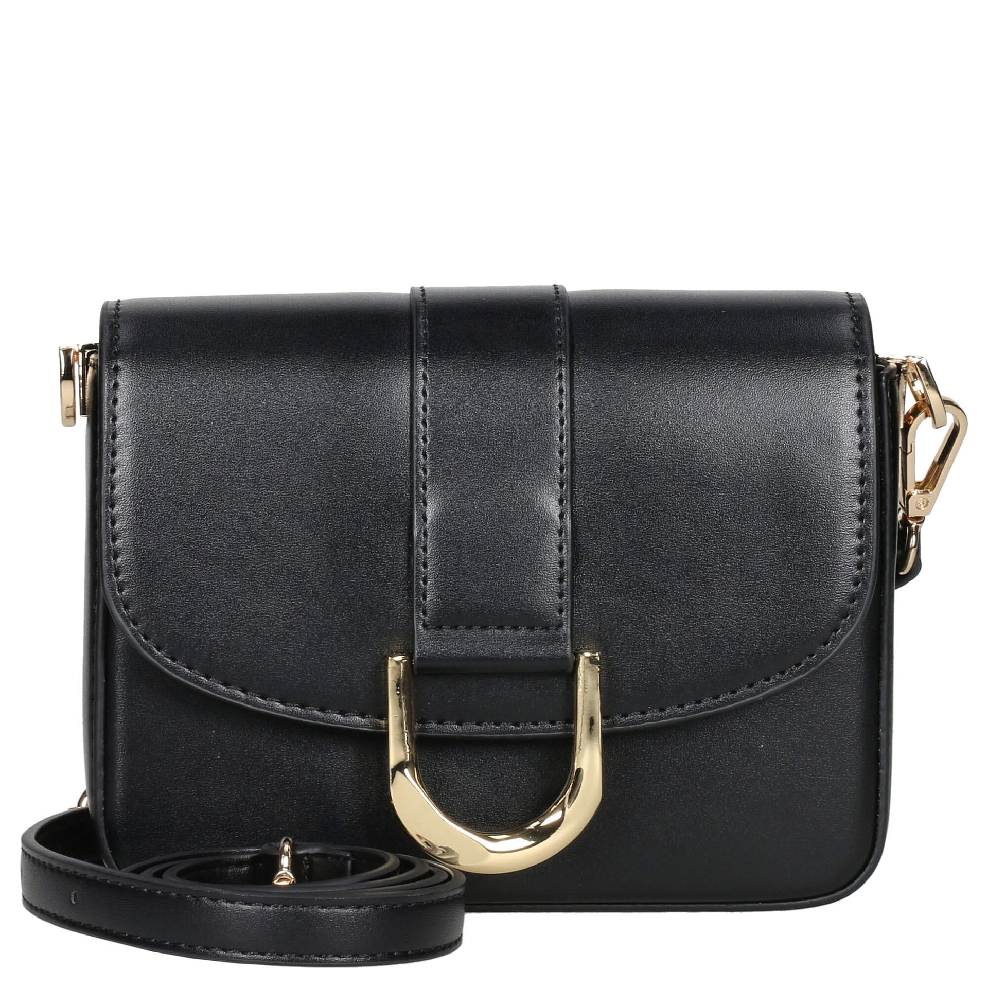 Seidenfelt Nellim Umhängetasche 18 cm in Schwarz/Gold – Markenkoffer