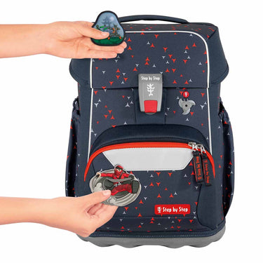 Step by Step Basis - Schulranzen Set 4tlg. (Anthrazit Triangles) - Markenkoffer