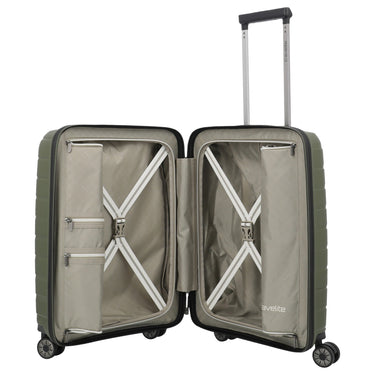Travelite Air Base - 4 - Rollen - Kabinentrolley mit Vortasche S 55 cm (olive) - Markenkoffer