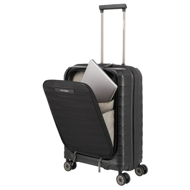 Travelite Mooby - 4 - Rollen - Kabinentrolley mit Vortasche S 55 cm (black) - Markenkoffer