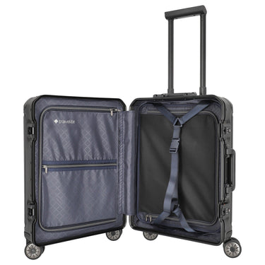 Travelite Next - 4 - Rollen - Kabinentrolley mit Vortasche S 55 cm (black) - Markenkoffer
