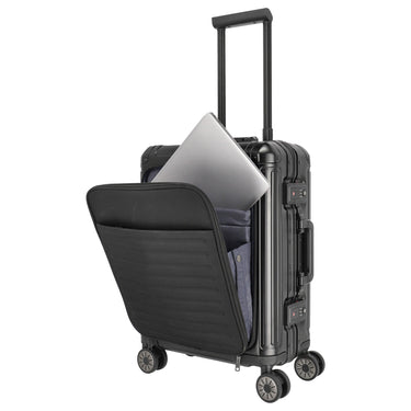 Travelite Next - 4 - Rollen - Kabinentrolley mit Vortasche S 55 cm (black) - Markenkoffer