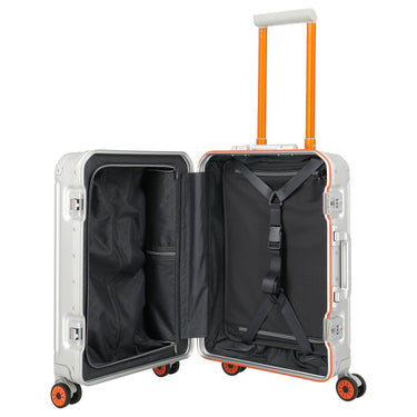 Travelite Next 75 Jahre Jubiläums - Edition - 4 - Rollen - Kabinentrolley S 55 cm (silber - orange) - Markenkoffer