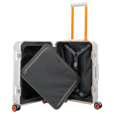 Travelite Next 75 Jahre Jubiläums - Edition - 4 - Rollen - Kabinentrolley S 55 cm (silber - orange) - Markenkoffer
