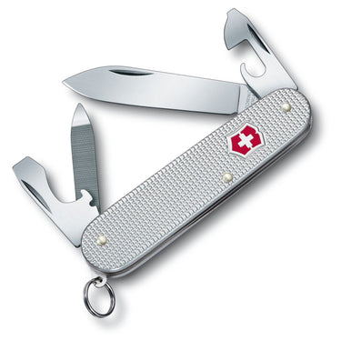 Victorinox Schweizer Taschenmesser "Cadet Alox" 8.4 cm (silber gerippt) - Markenkoffer