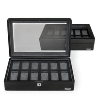 Windrose Tempura - Uhrenkoffer (für 12 Uhren) 38 cm (schwarz) - Markenkoffer